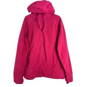 Columbia pink Lightweight Fleece Full Zip Hoodie Hooded Pullover thumbholes W XL